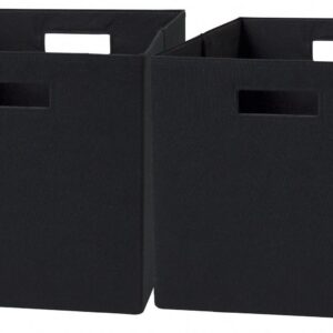 Better Homes & Gardens Fabric Cube Storage Bins, Collapsible Organizer for Closet and Shelving (Black, 2 Pack, 12.75 in x 12.75 in x 15 in) vffcf